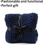 YnM Knitted Weighted Blanket, Hand Made Chunky Knit Weighted Throw Blanket - Image 4