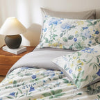 mixinni Reversible Floral Duvet Cover Set Queen Size, 3 Piece Blue Green - Image 4