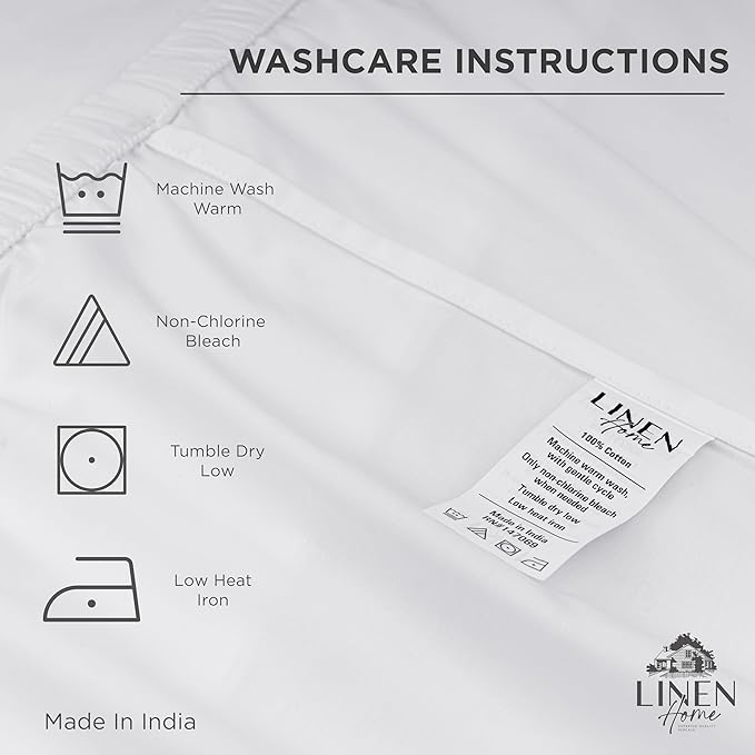 Linen Home 100% Cotton Percale Weave King Fitted Sheet, Deep Pocket, Crisp & - Image 4
