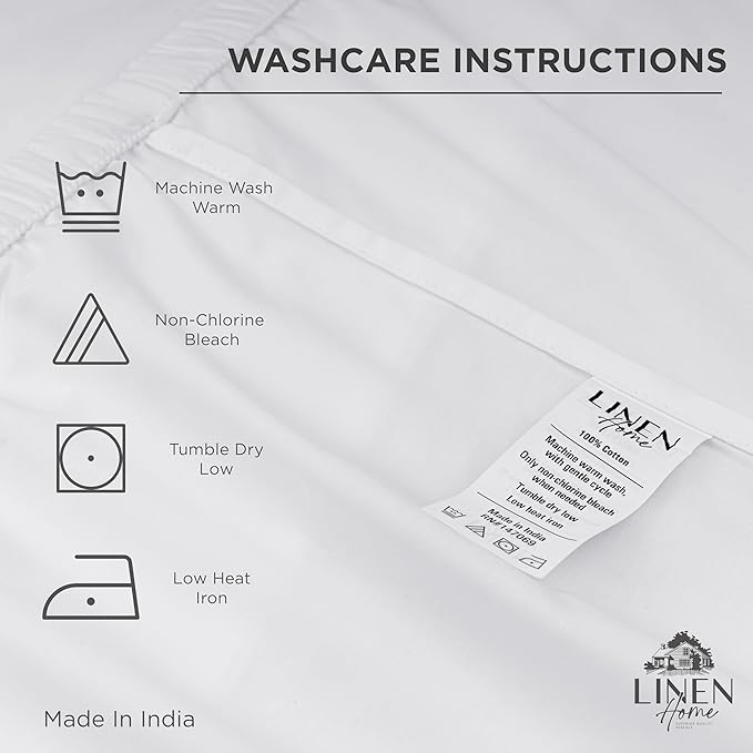 Linen Home 100% Cotton Percale Weave Fitted Sheet, Full Size, Pastel Turk - Image 4