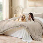 Andency Oatmeal Comforter Set King Size, 3 Pieces Boho Tassel Lightweight - Image 3