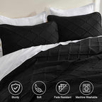 Yiran Quilt Queen Size Bedding Set Black Bedspreads Embossed Diamond Pattern - Image 5