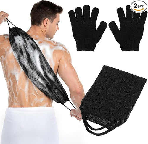 2 Pack Exfoliating Back Scrubber Bath Gloves Set Washcloth Back Scrubber Set by Unknown