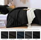 WRENSONGE Comforter Full Size, 3 Piece Black Soft Full Comforter Sets- Warm - Image 6