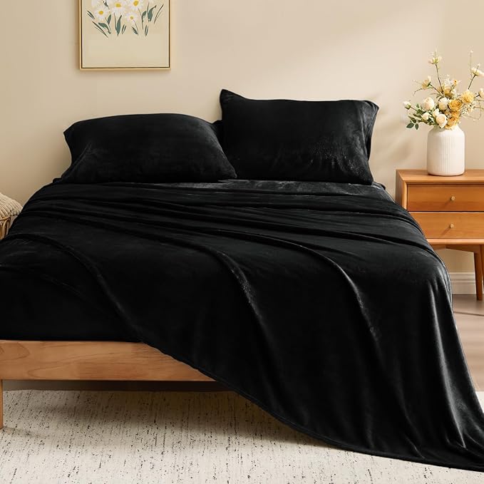 BEDELITE Flannel Sheets Queen Size Black - Image 2