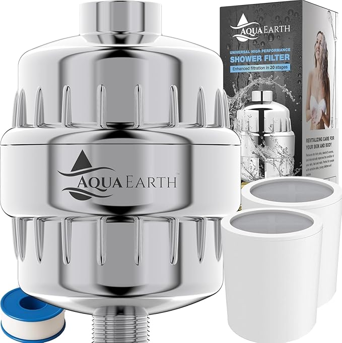 Aqua Earth Shower Filter for Hard Water Remove Chlorine Fluoride Heavy Metals by FindYourAquaEarth
