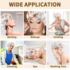 3 PCS Shower Caps for Women, Upgrade Comfortable & Extra Large & Double Layers - Image 6
