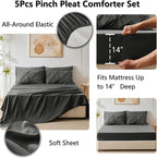 CozyLux Twin XL Comforter Set Dark Grey, 5 Pieces Twin Extra Long Pintuck Bed - Image 6