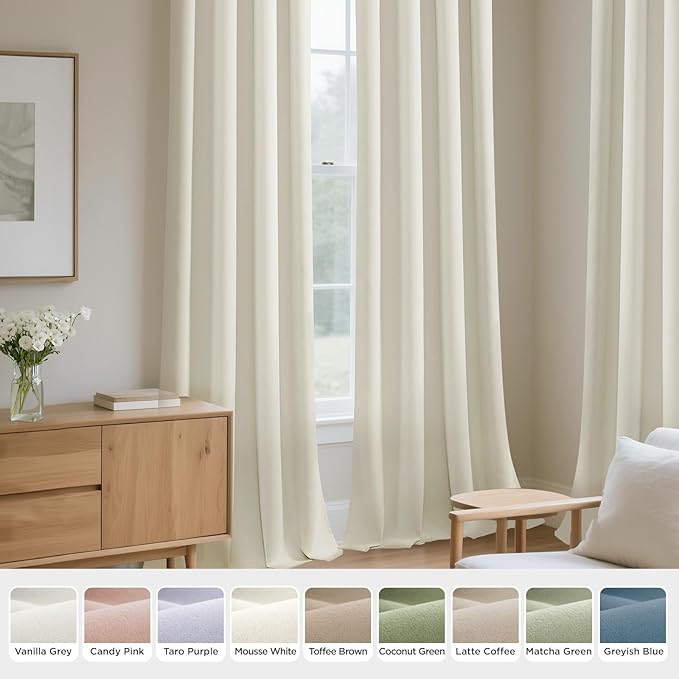 Joydeco White Velvet Curtains 90 Inches 2 Panels, Luxury Thermal Insulated Soft - Image 7
