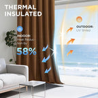 Joydeco Golden Brown 100% Blackout Curtains 108 Inch 2 Panels, Luxury Thermal - Image 5
