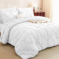 CozyLux Queen Comforter Set White, 7 Pieces Pintuck Bed in A Bag, Premium White by CozyLux