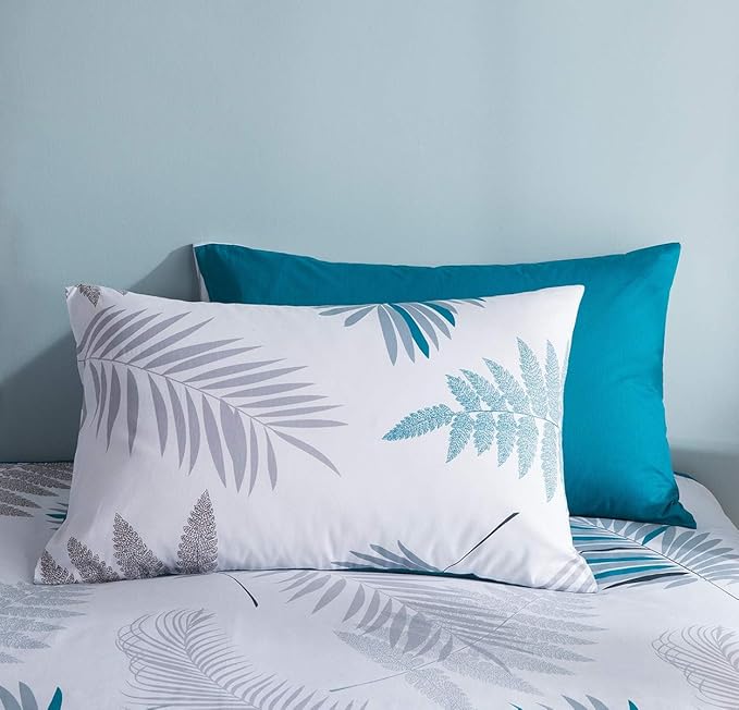 Duvet Cover Set, 600 Thread Count Cotton White Leaf Floral Pattern Print - Image 5