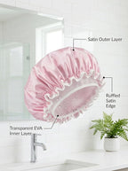 Aquior Shower Cap for Women, Waterproof Reusable Hair Cap - Image 6