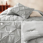 CozyLux Full Size Comforter Sets Light Grey, 7 Pieces Pintuck Bed in A Bag Gray - Image 3