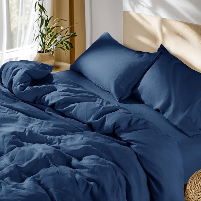 SONORO KATE 100% French Linen Duvet Cover Queen Size, Soft Breathable by SONOROKATE