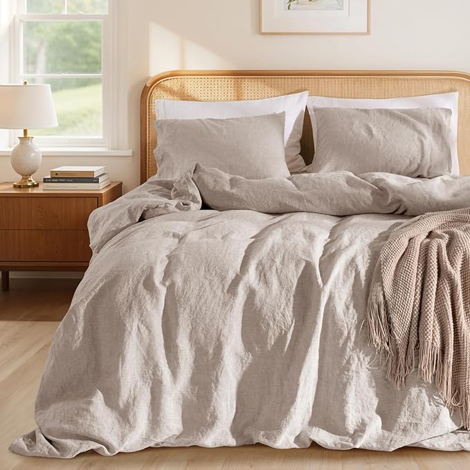 LBRO2M 100% France Linen Duvet Cover Set Full Size 3 Pcs Flax Comforter Cover by LBRO2MBedding