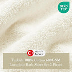 Madison Park Turkish Bath Towel Set 100% Cotton Bath Towel 600GSM Oversized - Image 3