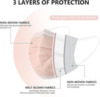 akgk Disposable Face Masks 100Pcs, 3 Layer Protective Face Mask Blush Pink Face - Image 4