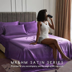 MR&HM Satin Bed Sheets, Queen Size Sheets Set - Image 6