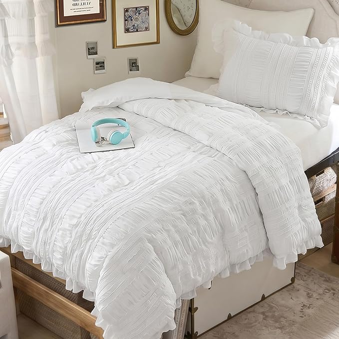 WONGS BEDDING Comforter Full Size, Soft Seersucker Textured Bedding Set Full - Image 3