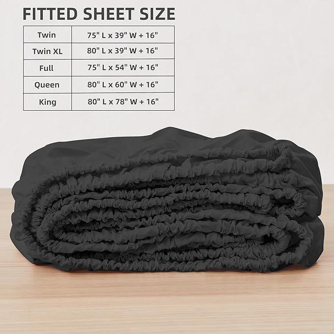 HBHLFZ Full Fitted Sheet Only, Soft Breathable Bottom Sheet - Image 2