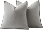 MIULEE Decorative Linen Pillow Covers 18x18 Inch Light Gray ​Boho Farmhouse​ - Image 6