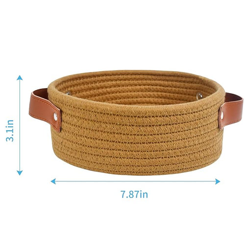 ABenkle Small Storage Basket, Mini Cotton Rope Storage Bin, Cute Tiny Shelf - Image 2