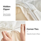 WARMDERN Khaki Striped Weave Duvet Cover Twin Size, Microfiber Textured Bedding - Image 5