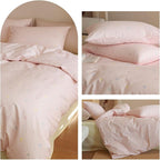 mixinni Gingham Duvet Cover Twin XL Size, 100% Cotton Light Pink and White - Image 7