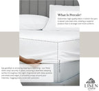 Linen Home 100% Cotton Percale Sheet Set, King Size, Snow White, Deep Pocket - Image 4