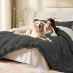 Andency Comforter King Size Bed Set Dark Grey, 3 Pieces Boho Lightweight Winter - Image 3