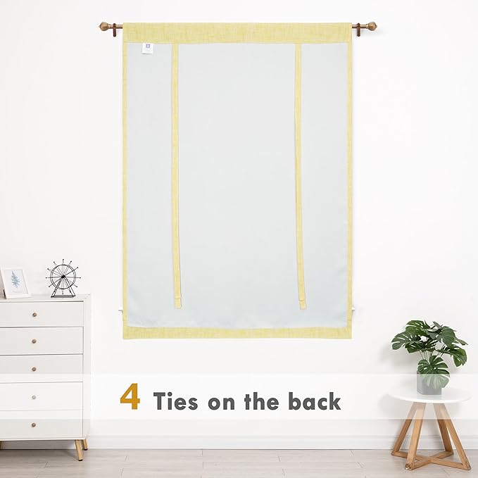 DriftAway Double Layer Linen Blackout Tie Up Curtains Thermal Insulated Fully - Image 6