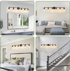 6-Light Bathroom Light Fixture Black Vanity Lights Over Mirror Modern Wall - Image 7
