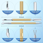 2PCS Metal Champagne Gold Cuticle Pusher and Cutter Remover Salon Quality - Image 2