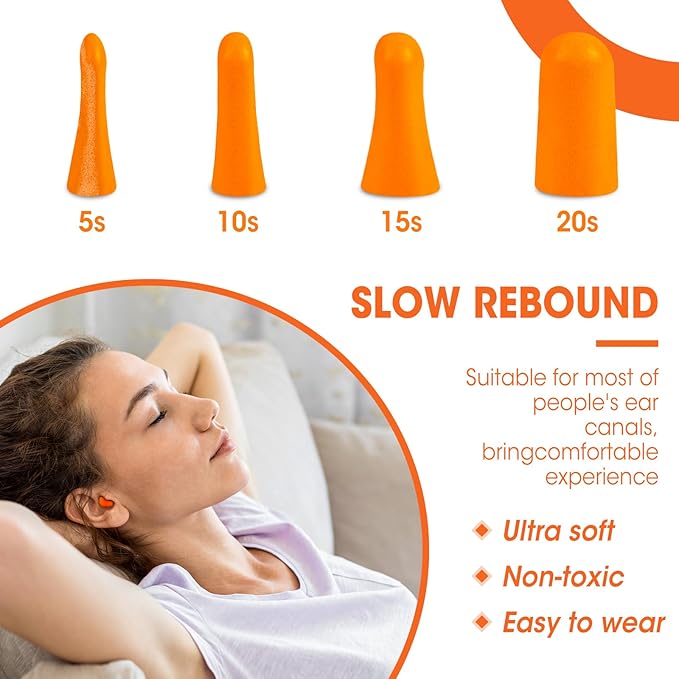 AZEN 300 Pairs Ear Plugs, NRR 32dB Soft Foam Ear Plugs - Image 4