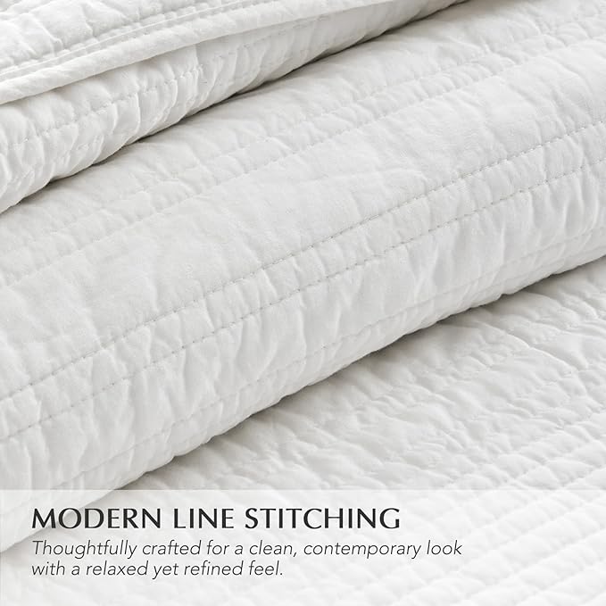 EVERGRACEHOME 100% Cotton Modern Lines Quilt Set King Size, Pre-Washed Soft - Image 4