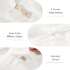 Off White Duvet Cover Queen Size, 100% Sandwashed Cotton Soft Queen Duvet Cover - Image 5