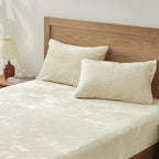BEDELITE Velvet Fitted Sheet and Pillowcase Set, Luxury Soft Fuzzy Bottom Sheet by BEDELITE