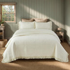 Brandream Luxury Cotton Quilt Set King Size Heirloom Quality Ruffled Edge - Image 9
