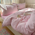 mixinni Pink Gingham Duvet Cover King Size by mixinni
