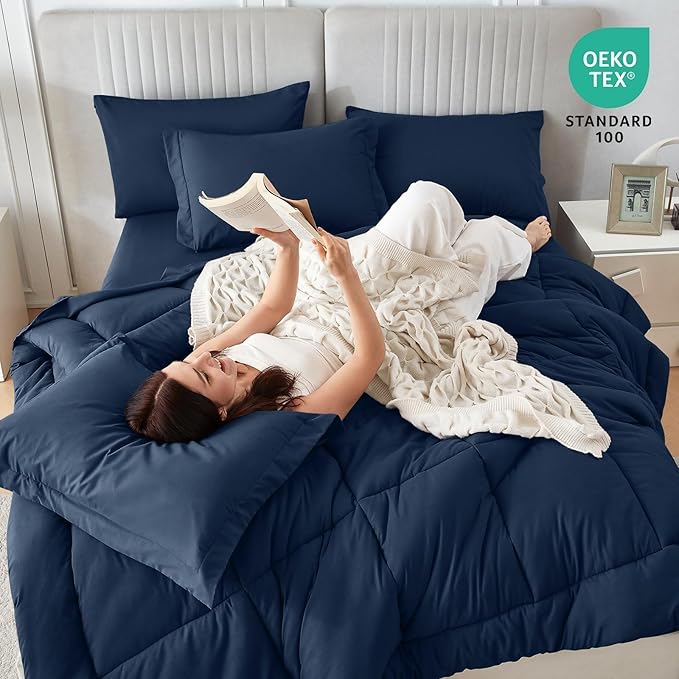 Sasttie Queen Comforter Set, Complete Bedding Set Includes Comforter, Flat Sheet - Image 2
