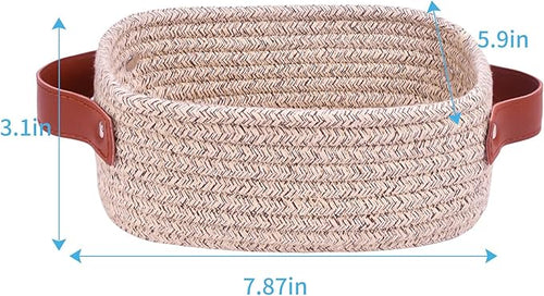 ABenkle Small Storage Basket, Mini Rope Woven Baskets, Cute Shelf Closet - Image 2