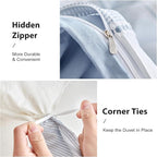 WARMDERN Blue Striped Weave Duvet Cover Queen Size, Microfiber Textured Bedding - Image 5