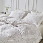SUSYBAO Lilac Flower Duvet Cover King 100% Cotton 3 Pcs Set 1 Lilac Purple - Image 2