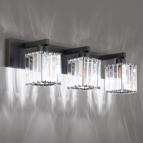 Aipsun Black Vanity Light Bathroom Lighting Fixtures 3 Light Crystal Modern - Image 2