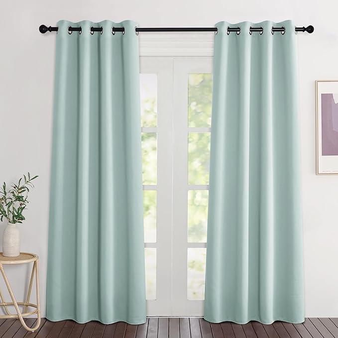 NICETOWN Aqua Blue Curtains 84 inch Length 2 Panels, Grommet Thermal Insulated by NICETOWN