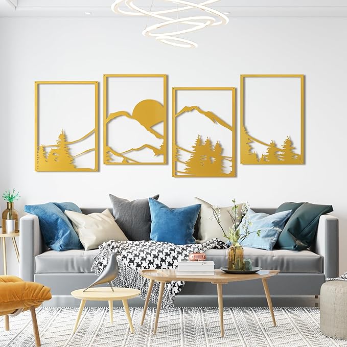 Art3d Black Metal Wall art, 4 Pieces Wall Decor by Art3d