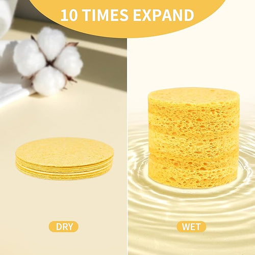 100-Count Compressed Facial Sponges, Natural Cosmetic Spa Sponges - Image 2