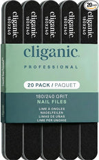 Cliganic 20 Pack Nail File Set: 180/240 Grit | Professional Emery Boards by Cliganic