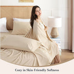 Twin Sheet Set 3 Piece, Wrinkle Free, Oeko-Tex Certified Bedsheets，Cream - Image 2